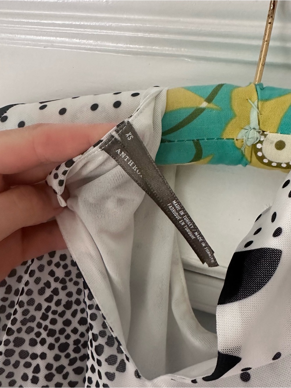Anthropologie Black and White Long Sleeve Polka Dot Maxi Dress - Picture 4 of 5